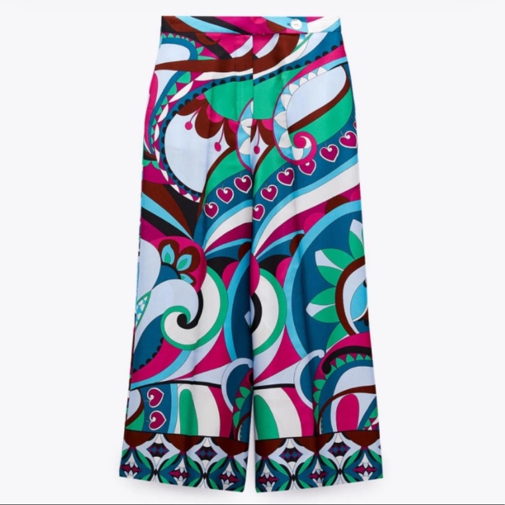 Zara Printed Palazzo Pants Sz M